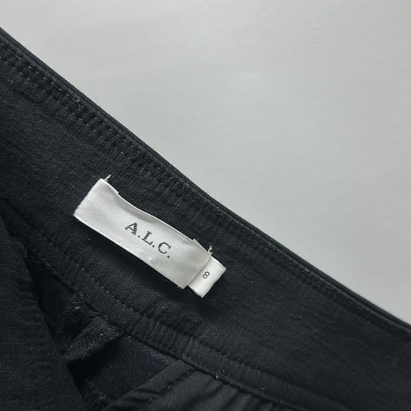Alc Pants Skinny Trousers Hi Waist Pockets Cotton Stretch Side Zip Black Size 8 - Picture 9 of 10
